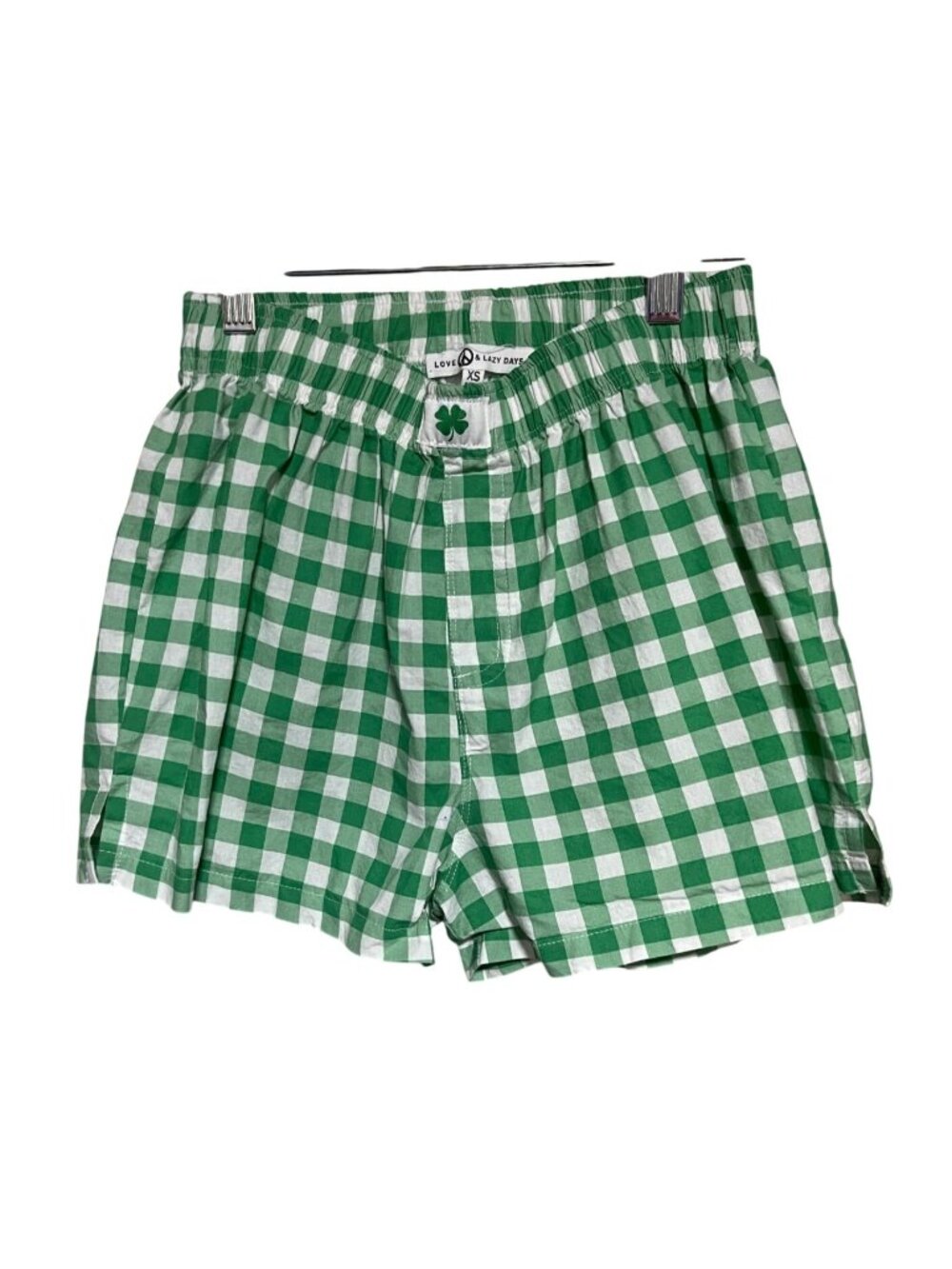 Love & Lazy Days Green Gingham Cotton Shorts XS Summer St Patricks Day Versatile